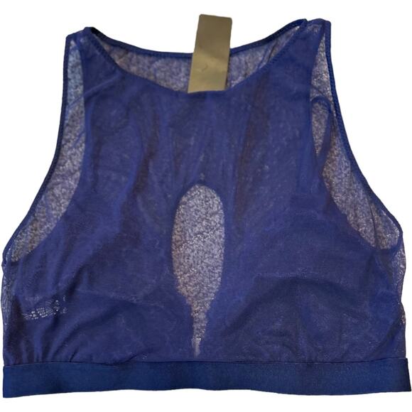 NWT Very Sexy Youmita Floral Lace BLue Mesh Overlay Bralette Fits S/M - Picture 6 of 7